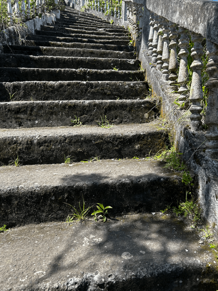 steps up the El Virgen Viewpoint Trail in Baños Ecuador